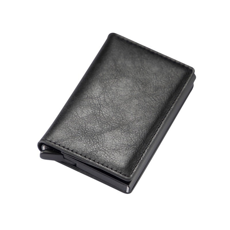 Carteira de couro para dinheiro e cartões de banco de luxo masculina. Bloqueio de Aproximação.
